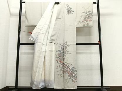 平和屋着物■訪問着　作家物　手描き　人物風景文　正絹　逸品　CABK0090ua