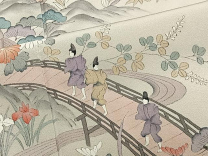 平和屋着物■訪問着　作家物　手描き　人物風景文　正絹　逸品　CABK0090ua