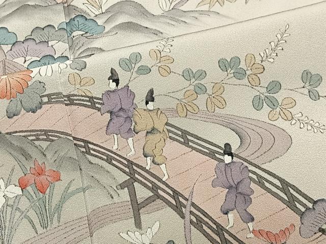 平和屋着物■訪問着　作家物　手描き　人物風景文　正絹　逸品　CABK0090ua