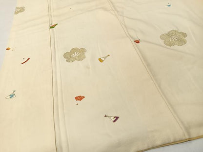 平和屋着物■上質な小紋　扇面舞梅文　金彩　正絹　逸品　CABK0094ua