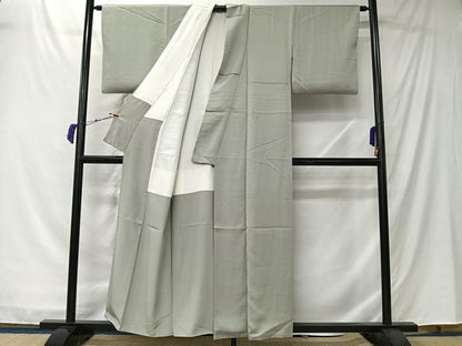 平和屋着物■上質な色無地　紗綾形地紋　利休白茶色　正絹　逸品　CABK0096ua