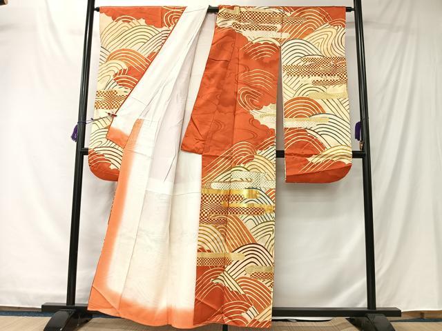 平和屋着物■豪華振袖　駒刺繍　エ霞遠山文　金彩　正絹　逸品　CABK0097ua