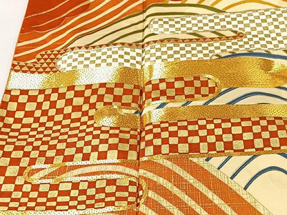 平和屋着物■豪華振袖　駒刺繍　エ霞遠山文　金彩　正絹　逸品　CABK0097ua