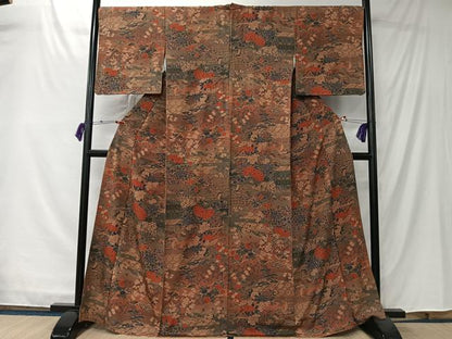 平和屋着物■上質な小紋　風景草花文　金彩　正絹　逸品　CABK0101ua