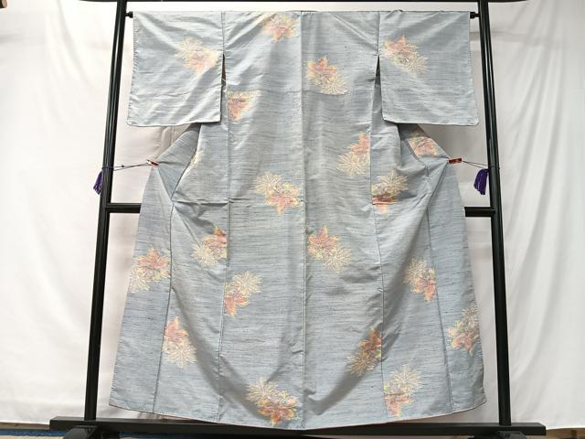 平和屋着物■上質な紬　舞花文　正絹　逸品　未使用　CABK0103ua