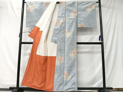 平和屋着物■上質な紬　舞花文　正絹　逸品　未使用　CABK0103ua