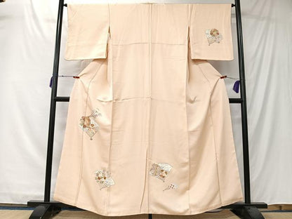平和屋着物■訪問着　駒刺繍　扇面花文　金彩　正絹　逸品　CABK0104ua