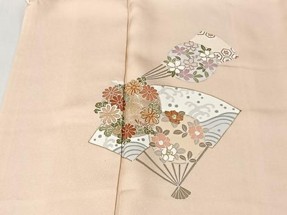 平和屋着物■訪問着　駒刺繍　扇面花文　金彩　正絹　逸品　CABK0104ua