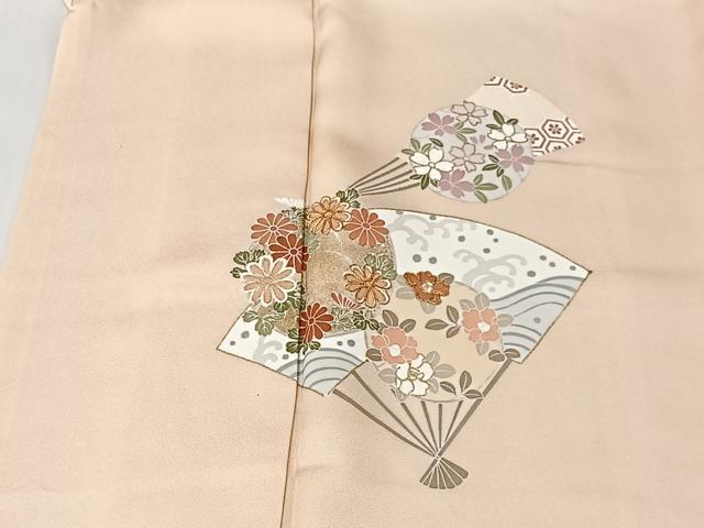 平和屋着物■訪問着　駒刺繍　扇面花文　金彩　正絹　逸品　CABK0104ua