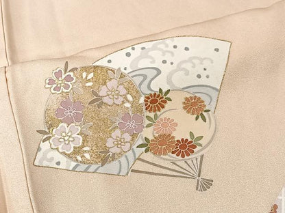 平和屋着物■訪問着　駒刺繍　扇面花文　金彩　正絹　逸品　CABK0104ua