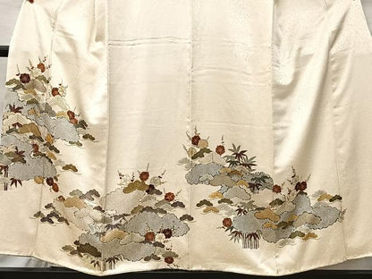 平和屋着物■訪問着　駒刺繍　松竹梅　金彩　正絹　逸品　CABK0106ua