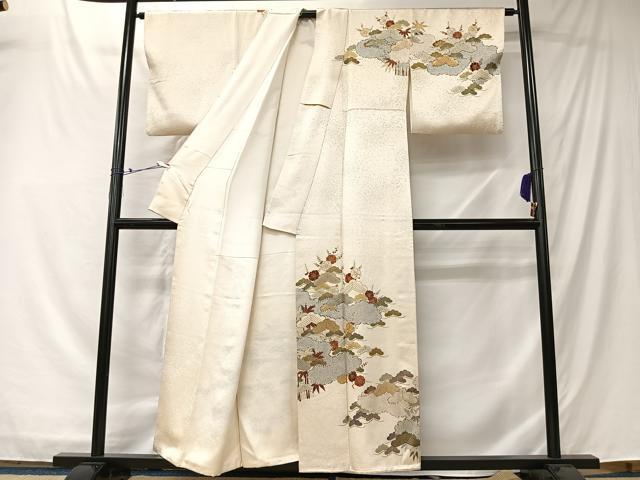 平和屋着物■訪問着　駒刺繍　松竹梅　金彩　正絹　逸品　CABK0106ua
