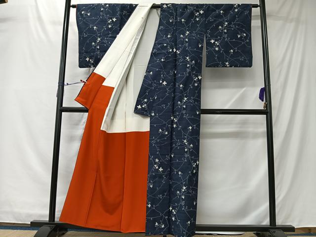 平和屋着物■上質な紬　枝花文　正絹　逸品　CABK0107ua