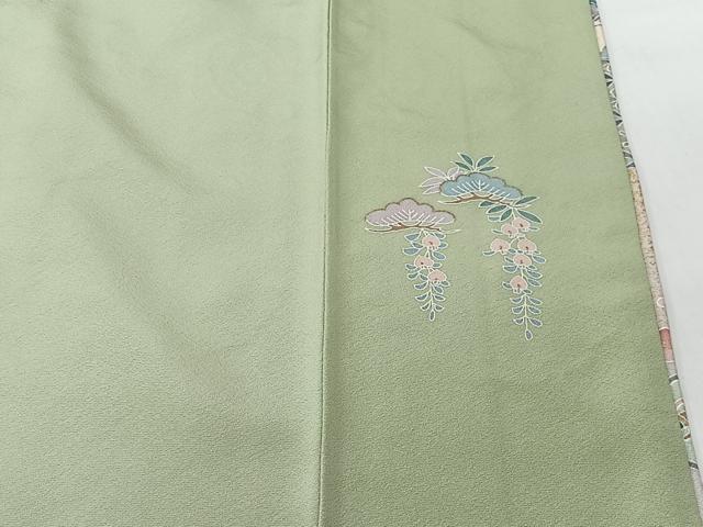 平和屋着物■訪問着　駒刺繍　雪輪草花文　暈し染め　金彩　正絹　逸品　CABK0108ua