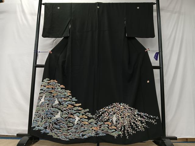 平和屋着物■豪華黒留袖　作家物　飛鶴梅松文　正絹　逸品　CABK0110ua