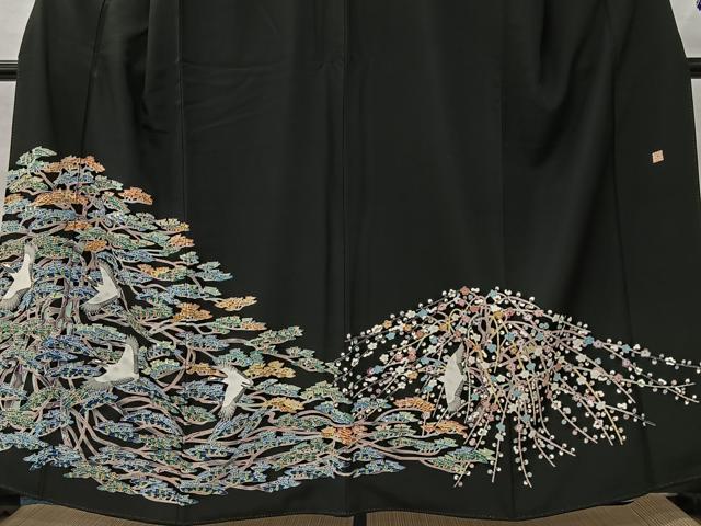 平和屋着物■豪華黒留袖　作家物　飛鶴梅松文　正絹　逸品　CABK0110ua