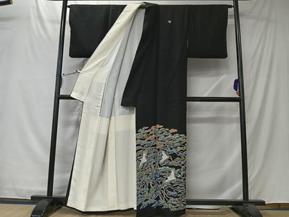 平和屋着物■豪華黒留袖　作家物　飛鶴梅松文　正絹　逸品　CABK0110ua