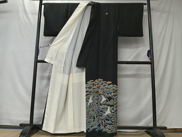 平和屋着物■豪華黒留袖　作家物　飛鶴梅松文　正絹　逸品　CABK0110ua