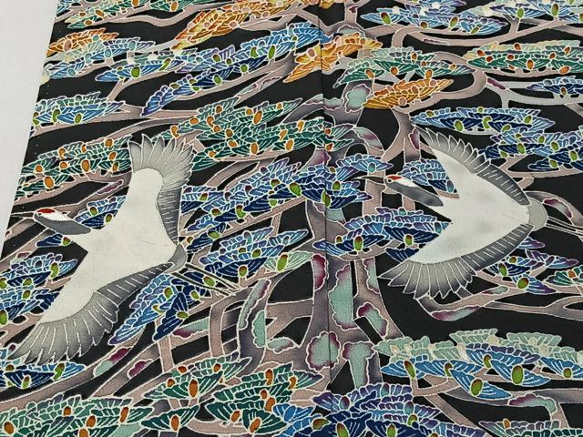 平和屋着物■豪華黒留袖　作家物　飛鶴梅松文　正絹　逸品　CABK0110ua