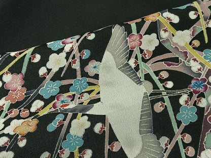 平和屋着物■豪華黒留袖　作家物　飛鶴梅松文　正絹　逸品　CABK0110ua