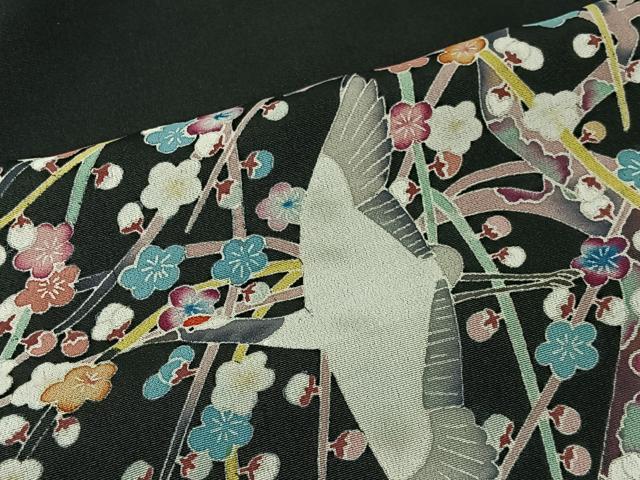 平和屋着物■豪華黒留袖　作家物　飛鶴梅松文　正絹　逸品　CABK0110ua