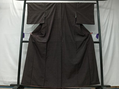 平和屋着物■上質な紬　霞文　黒地　正絹　逸品　CABK0112ua