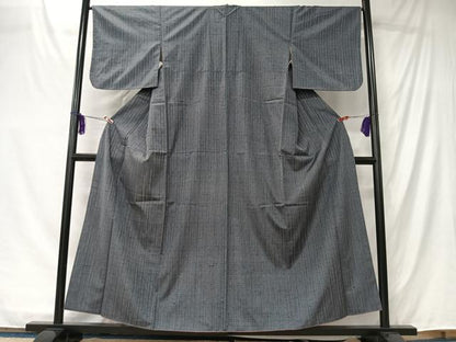 平和屋着物■上質な紬　縞　正絹　逸品　CABK0114ua