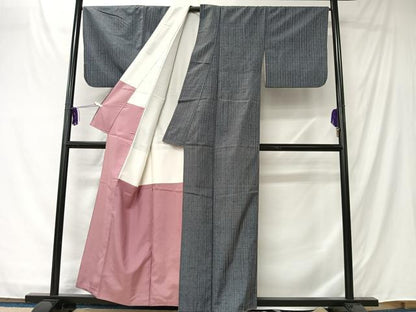 平和屋着物■上質な紬　縞　正絹　逸品　CABK0114ua