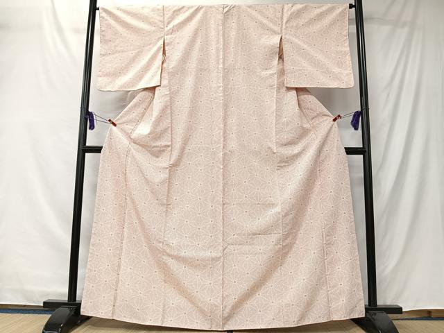 平和屋着物■上質な紬　麻の葉文様　正絹　逸品　CABK0115ua