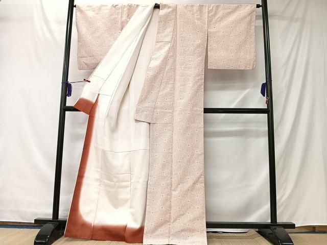 平和屋着物■上質な紬　麻の葉文様　正絹　逸品　CABK0115ua
