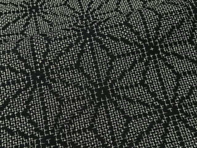平和屋着物■上質な紬　麻の葉文様　黒地　正絹　逸品　未使用　CABK0116ua