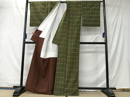 平和屋着物■上質な紬　幾何学文　正絹　逸品　CABK0119ua