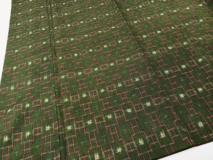 平和屋着物■上質な紬　幾何学文　正絹　逸品　CABK0119ua