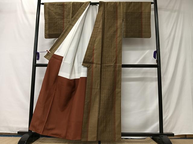 平和屋着物■上質な紬　間道　正絹　逸品　CABK0121ua