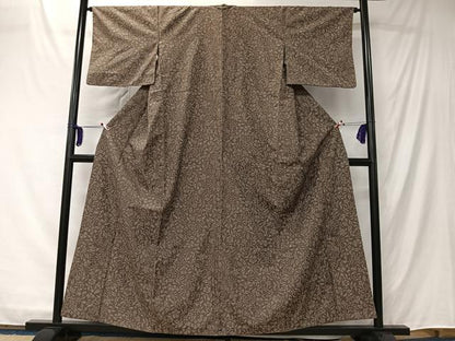 平和屋着物■上質な紬　草花文　正絹　逸品　CABK0122ua