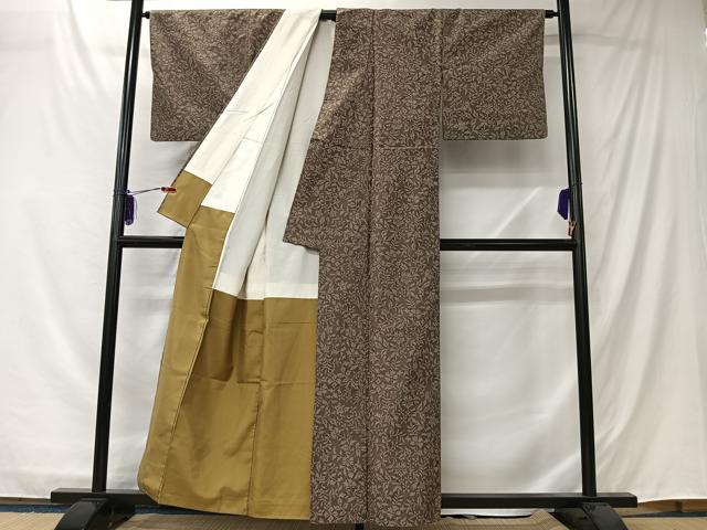 平和屋着物■上質な紬　草花文　正絹　逸品　CABK0122ua