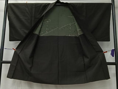 平和屋着物■男性　紬　アンサンブル　蝋色　正絹　逸品　CABK0123ua