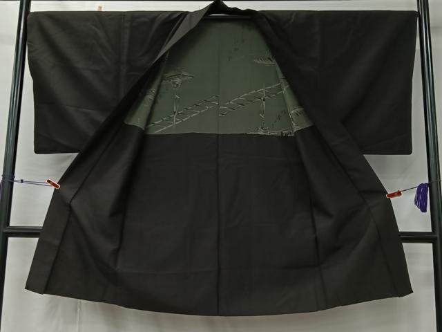 平和屋着物■男性　紬　アンサンブル　蝋色　正絹　逸品　CABK0123ua