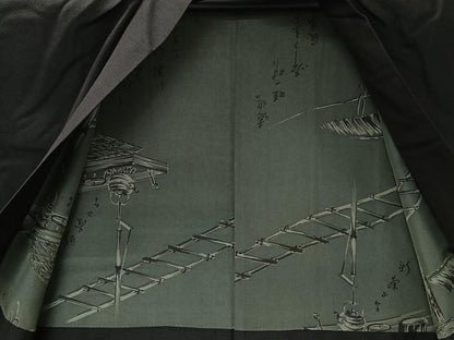 平和屋着物■男性　紬　アンサンブル　蝋色　正絹　逸品　CABK0123ua