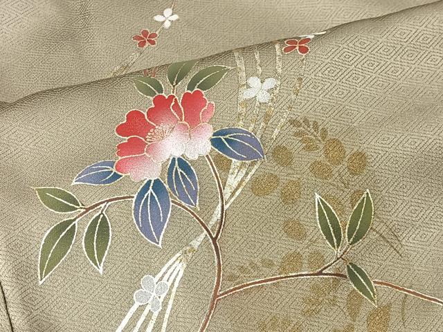 平和屋着物■訪問着　流水枝花文　金彩　正絹　逸品　CABK0133ua