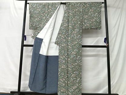 平和屋着物■上質な小紋　草花文　正絹　逸品　CABK0139ua