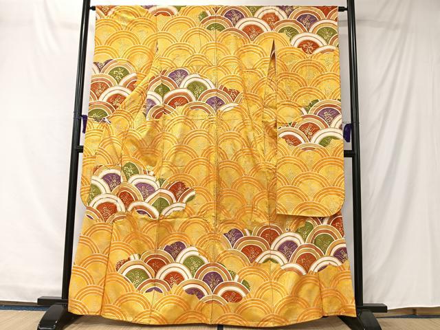 平和屋着物■豪華振袖　駒刺繍　雲取り青海波　金彩　正絹　逸品　CABK0141ua