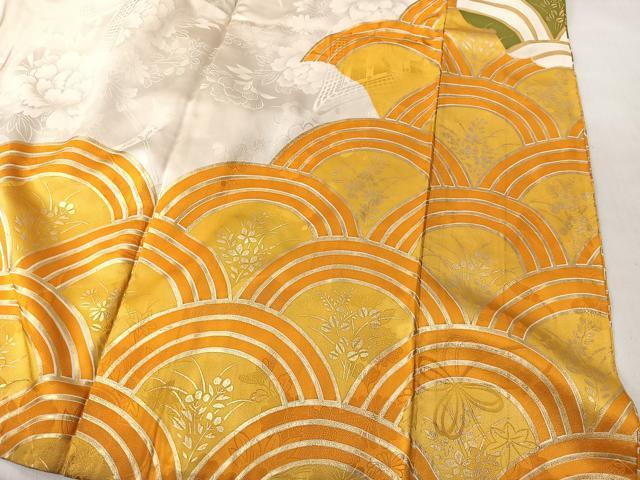 平和屋着物■豪華振袖　駒刺繍　雲取り青海波　金彩　正絹　逸品　CABK0141ua