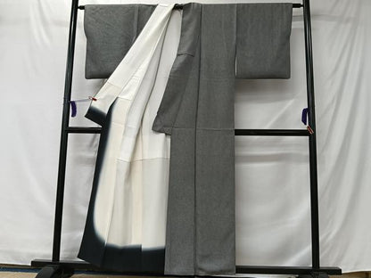 平和屋着物■江戸小紋　鮫小紋柄　黒地　正絹　逸品　CABK0142ua