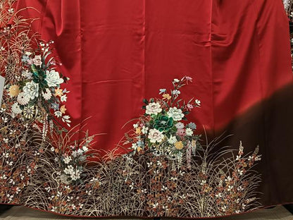 平和屋着物●豪華振袖　花車文　暈し染め　金銀彩　正絹　逸品　CABK0143ua
