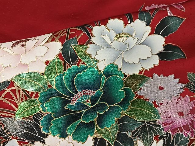 平和屋着物●豪華振袖　花車文　暈し染め　金銀彩　正絹　逸品　CABK0143ua