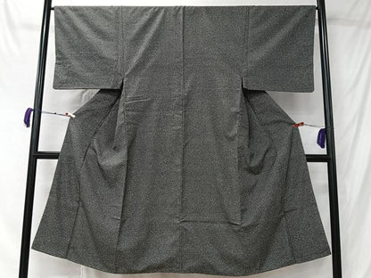平和屋着物■男性　お召地　霞文　黒地　正絹　逸品　CABK0144ua