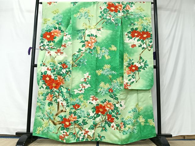 平和屋着物■豪華振袖　駒刺繍　枝花文　暈し染め　金彩　正絹　逸品　CABK0145ua
