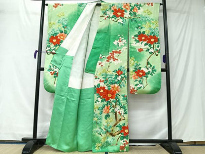 平和屋着物■豪華振袖　駒刺繍　枝花文　暈し染め　金彩　正絹　逸品　CABK0145ua