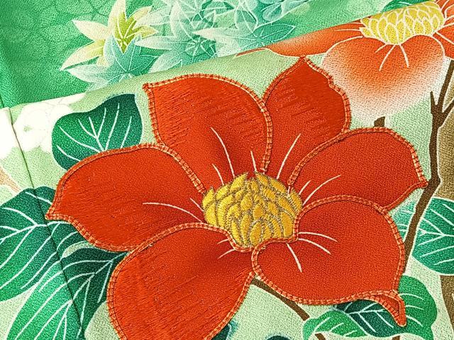 平和屋着物■豪華振袖　駒刺繍　枝花文　暈し染め　金彩　正絹　逸品　CABK0145ua